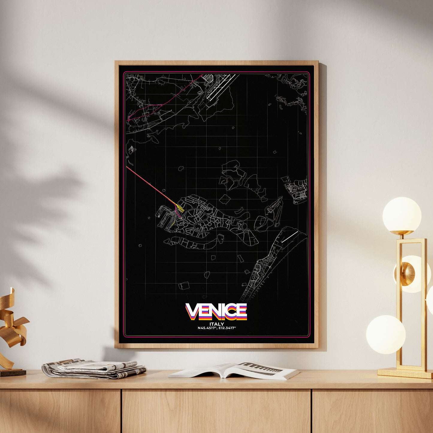 Venice Retro Map Poster