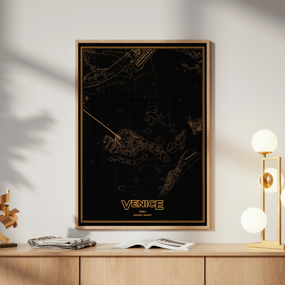 Venice Phosphor Map Poster - Amber CRT