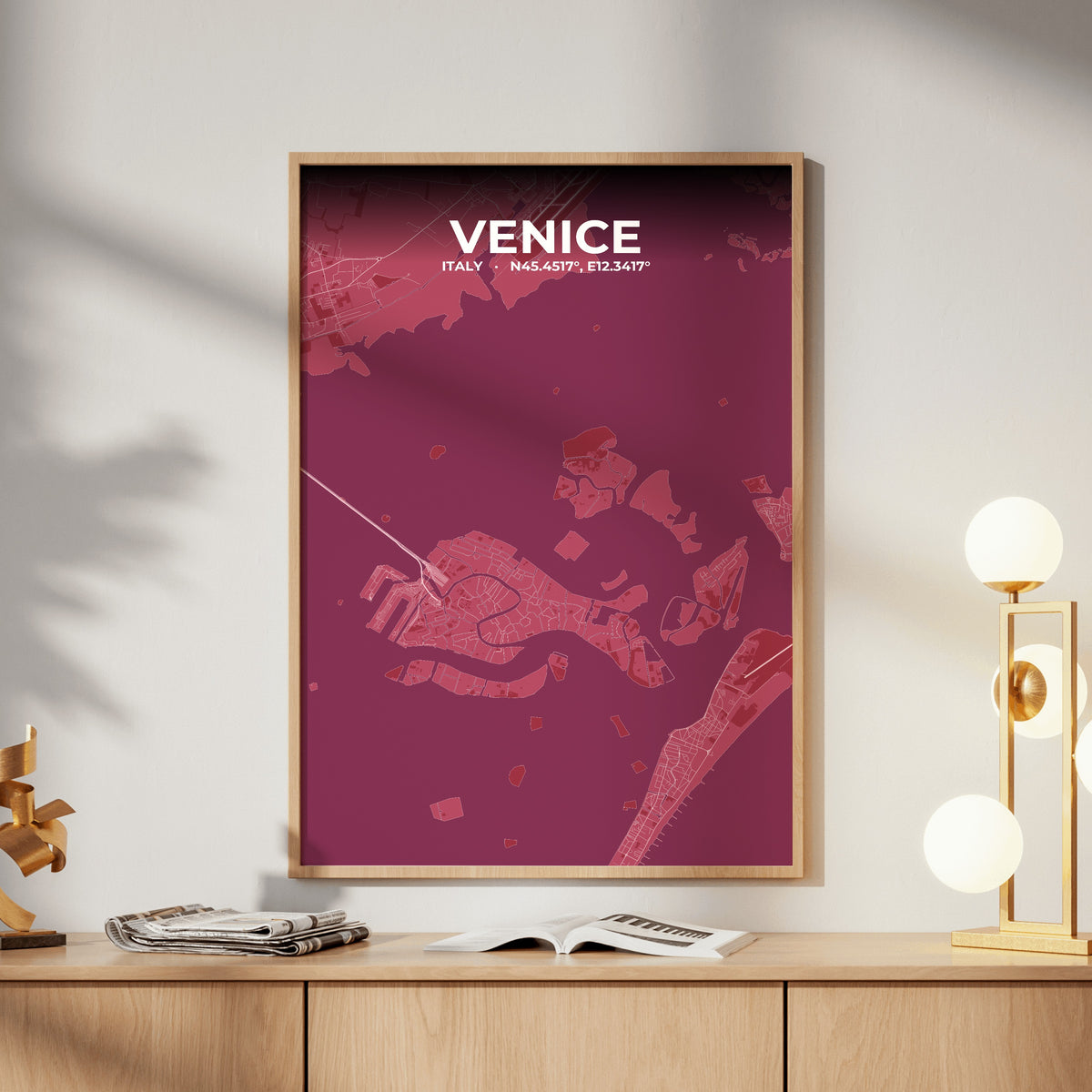 Venice Scarlet Map Poster