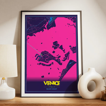 Venice Cyberpunk Map Poster