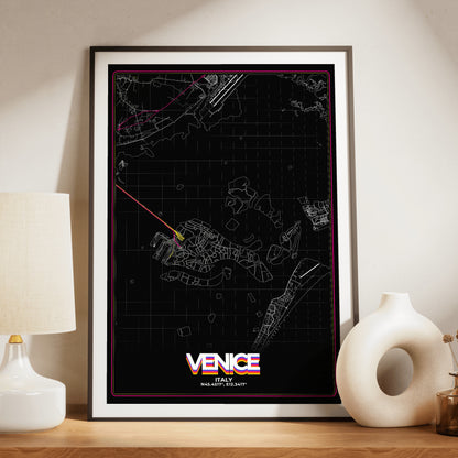 Venice Retro Map Poster