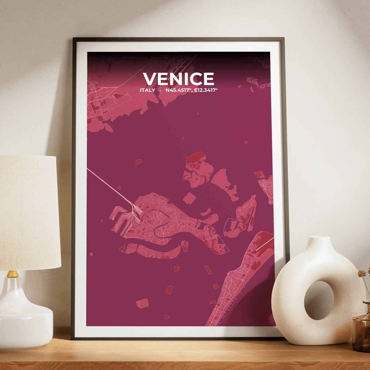 Venice Scarlet Map Poster