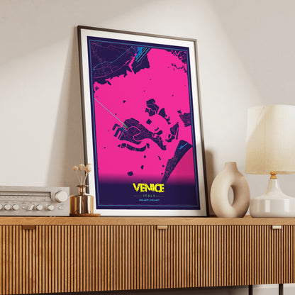 Venice Cyberpunk Map Poster