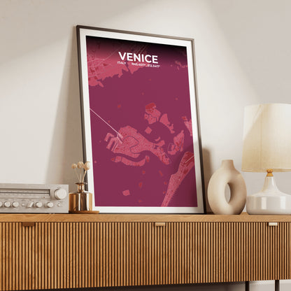 Venice Scarlet Map Poster