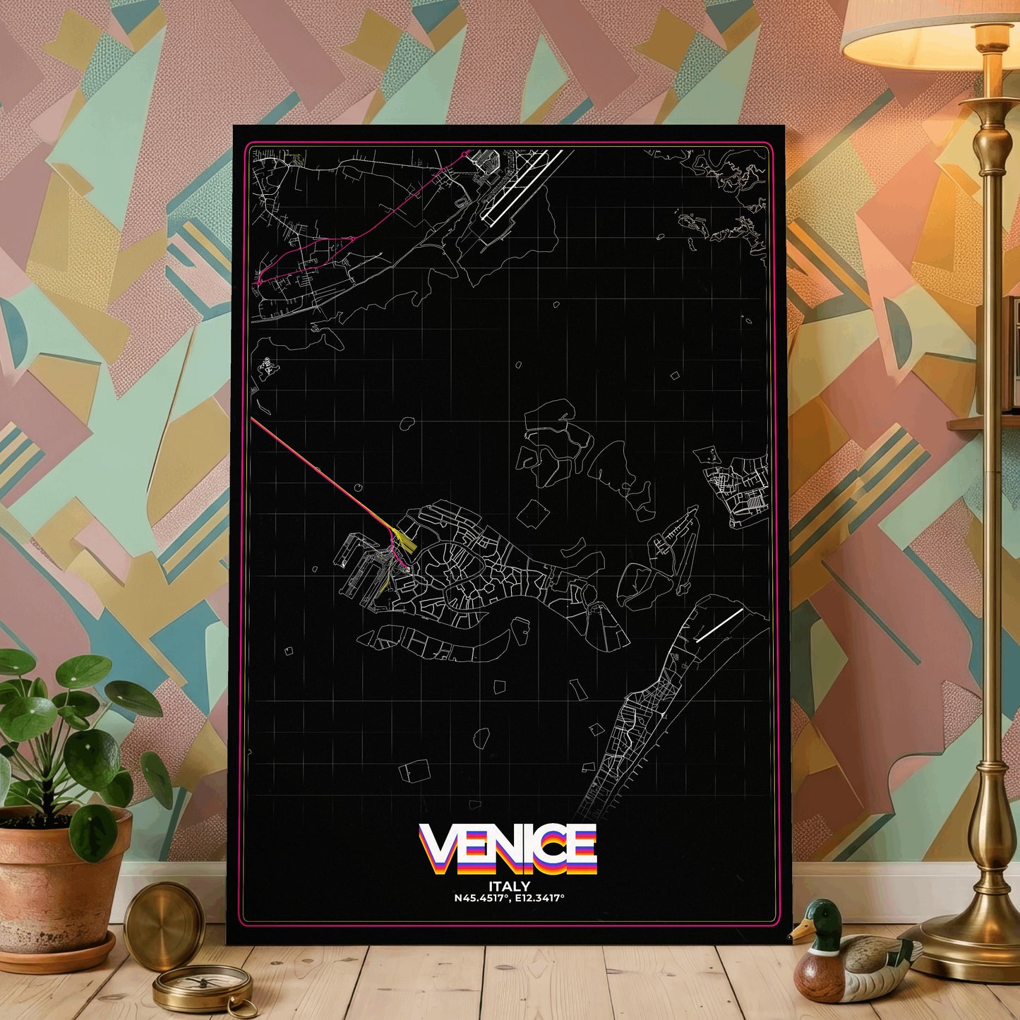 Venice Retro Map Poster