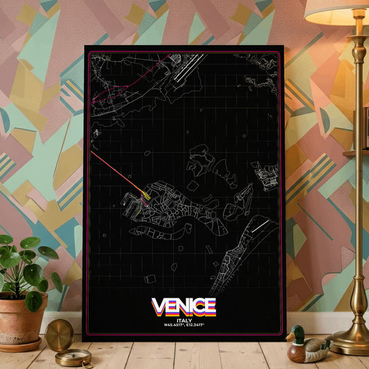 Venice Retro Map Poster