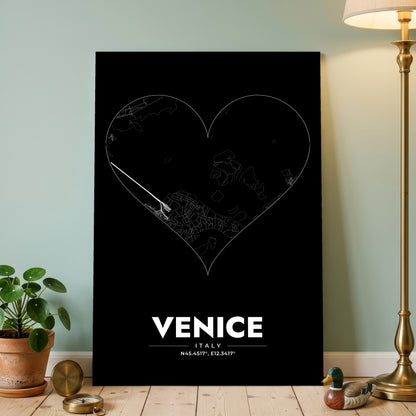 Venice Heart Map Poster