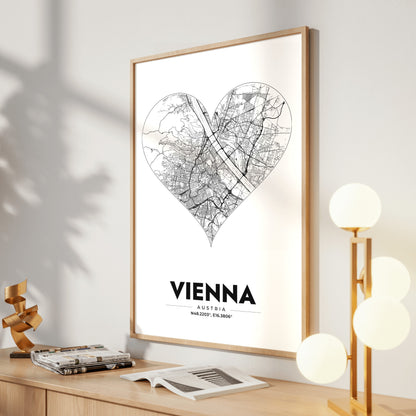 Vienna Heart Map Poster