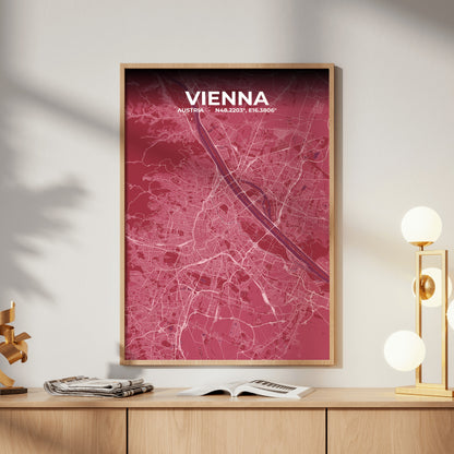 Vienna Scarlet Map Poster