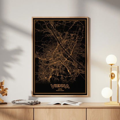 Vienna Phosphor Map Poster - Amber CRT