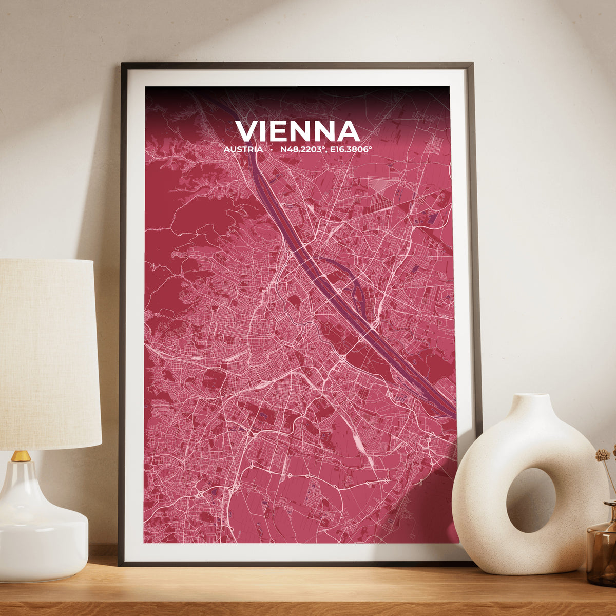 Vienna Scarlet Map Poster