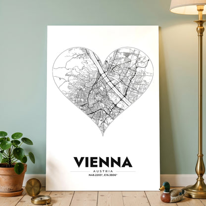 Vienna Heart Map Poster
