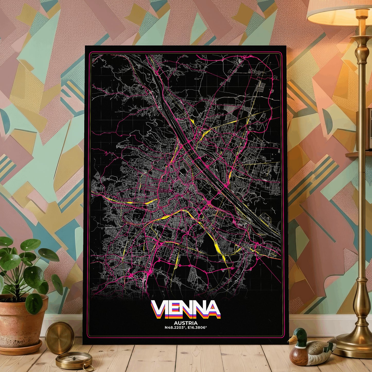 Vienna Retro Map Poster