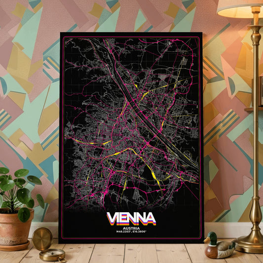 Vienna Retro Map Poster