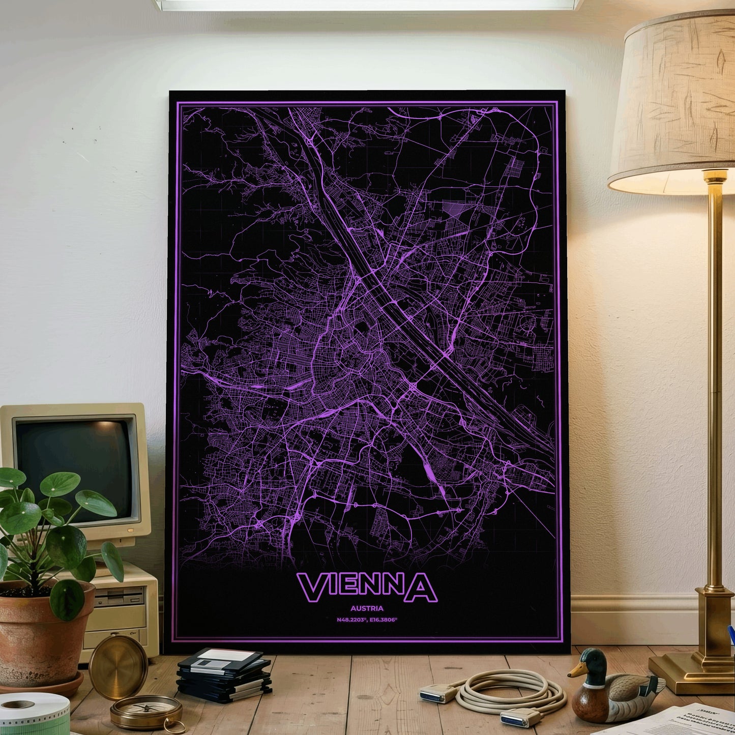 Vienna Phosphor Map Poster - EGA Violet