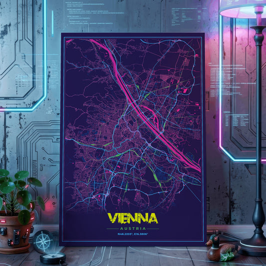 Vienna Cyberpunk Map Poster