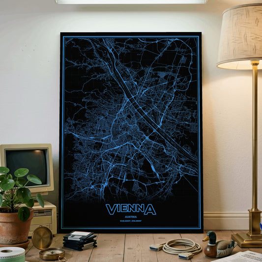 Vienna Phosphor Map Poster - IBM Blue