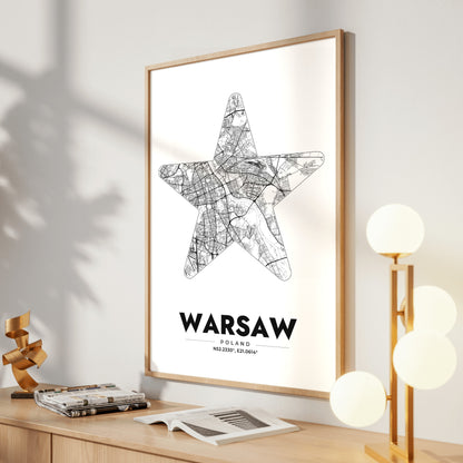 Warsaw Star Map Poster