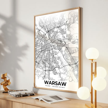 Warsaw Elegant Map Poster