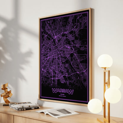 Warsaw Phosphor Map Poster - EGA Violet