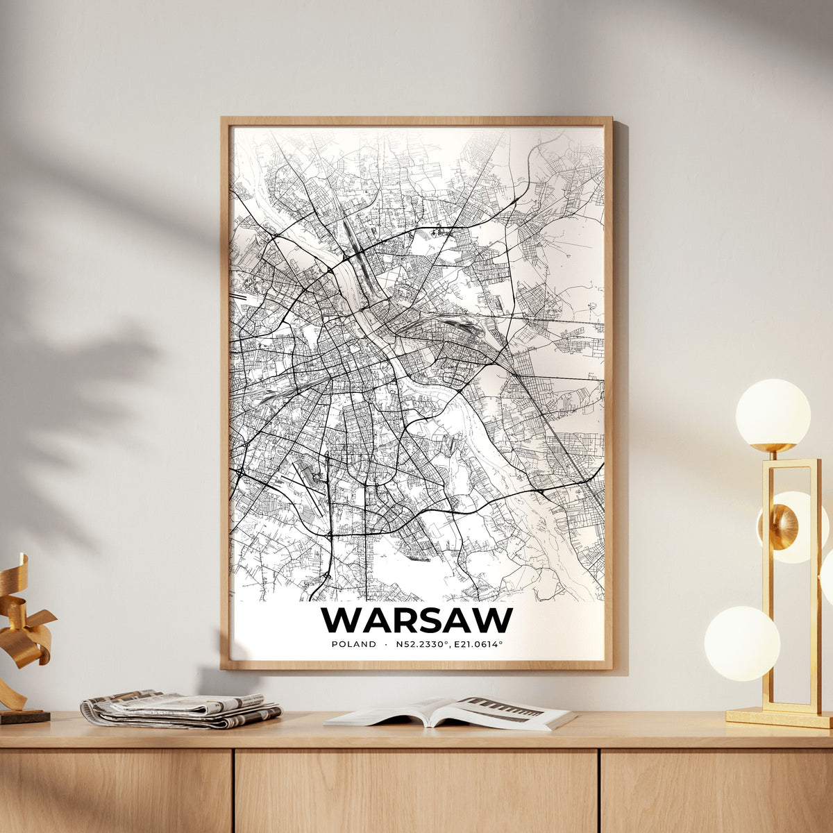 Warsaw Elegant Map Poster