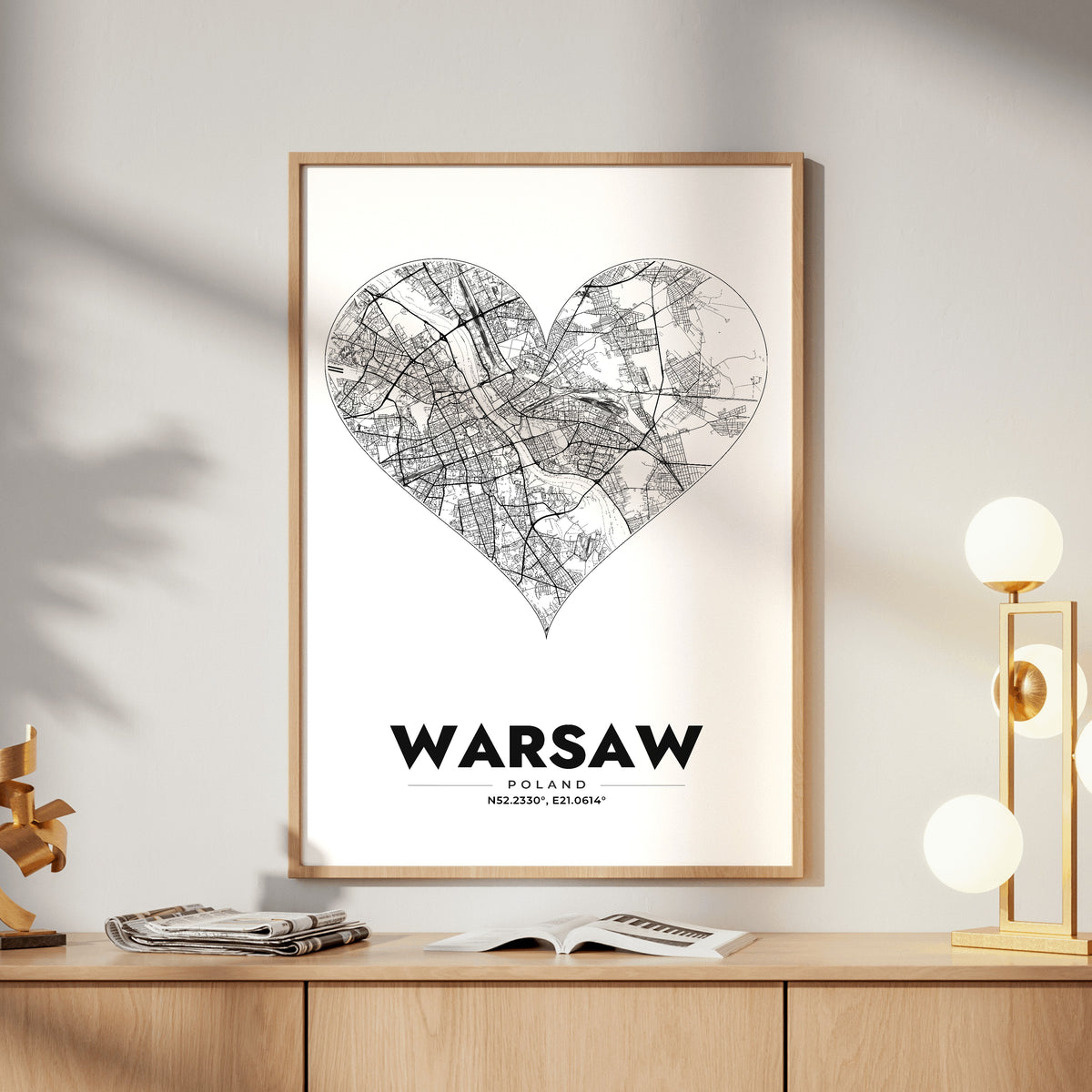 Warsaw Heart Map Poster