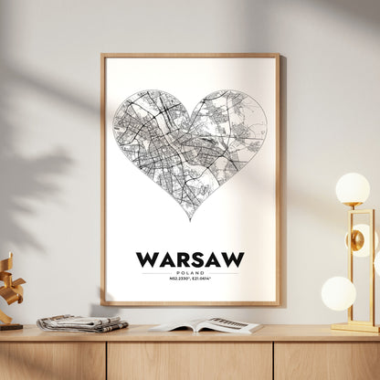 Warsaw Heart Map Poster