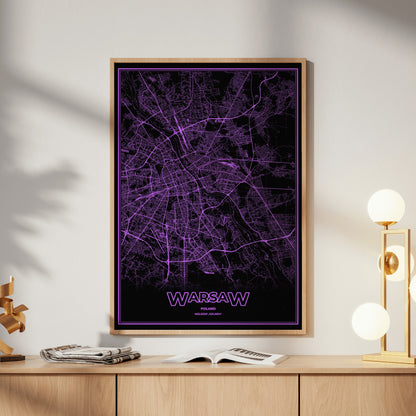 Warsaw Phosphor Map Poster - EGA Violet