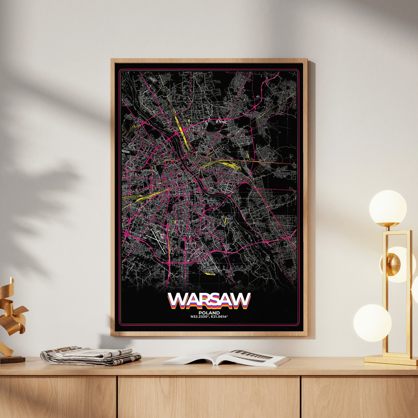 Warsaw Retro Map Poster