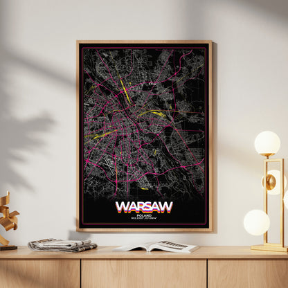 Warsaw Retro Map Poster