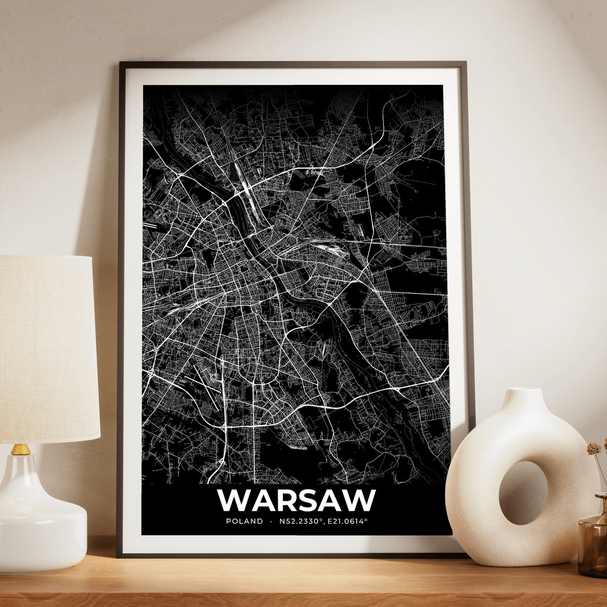 Warsaw Elegant Map Poster