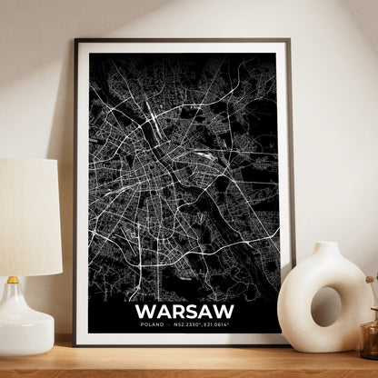 Warsaw Elegant Map Poster