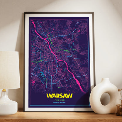Warsaw Cyberpunk Map Poster