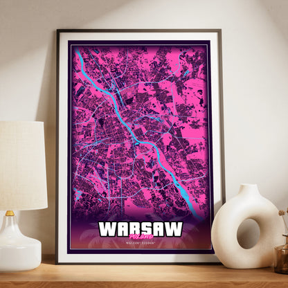 Warsaw GTA Map Poster