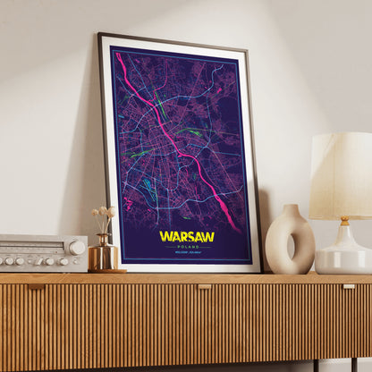 Warsaw Cyberpunk Map Poster