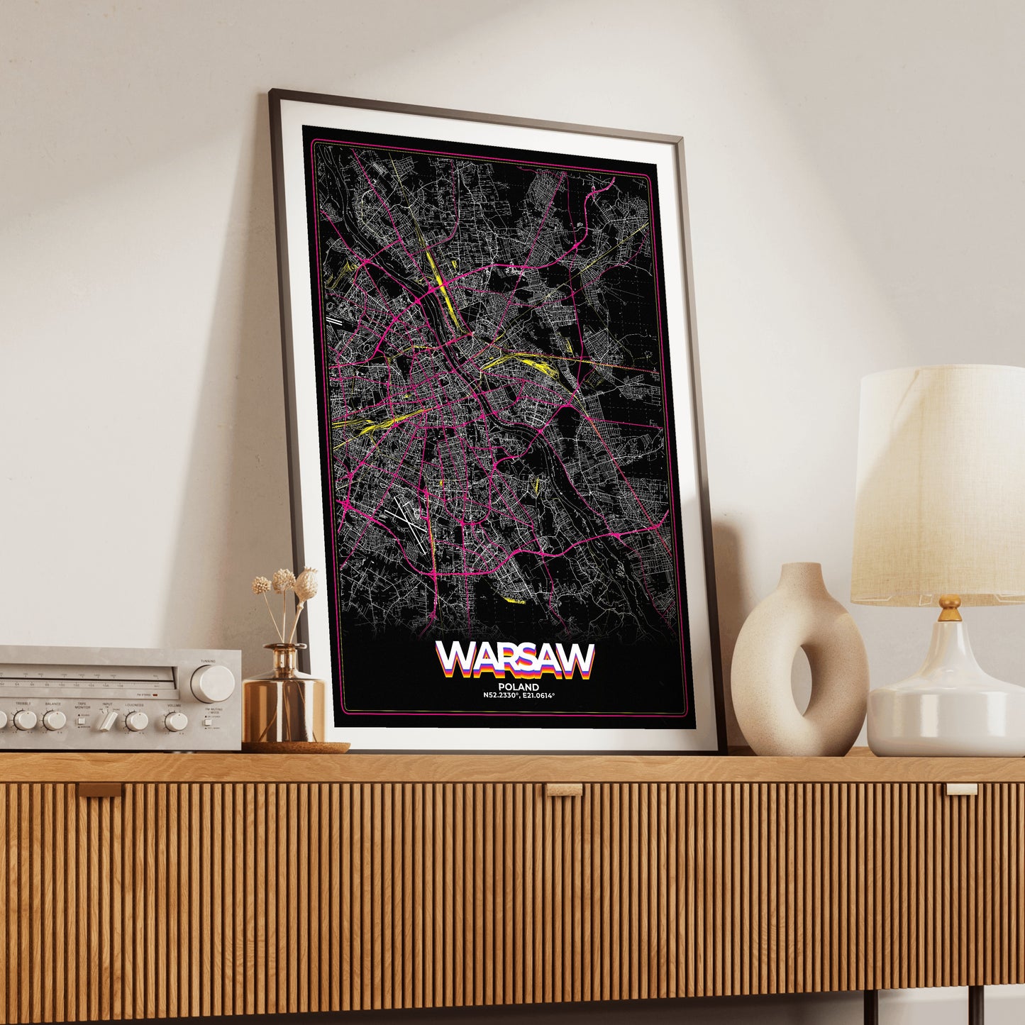 Warsaw Retro Map Poster