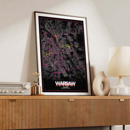 Warsaw Retro Map Poster