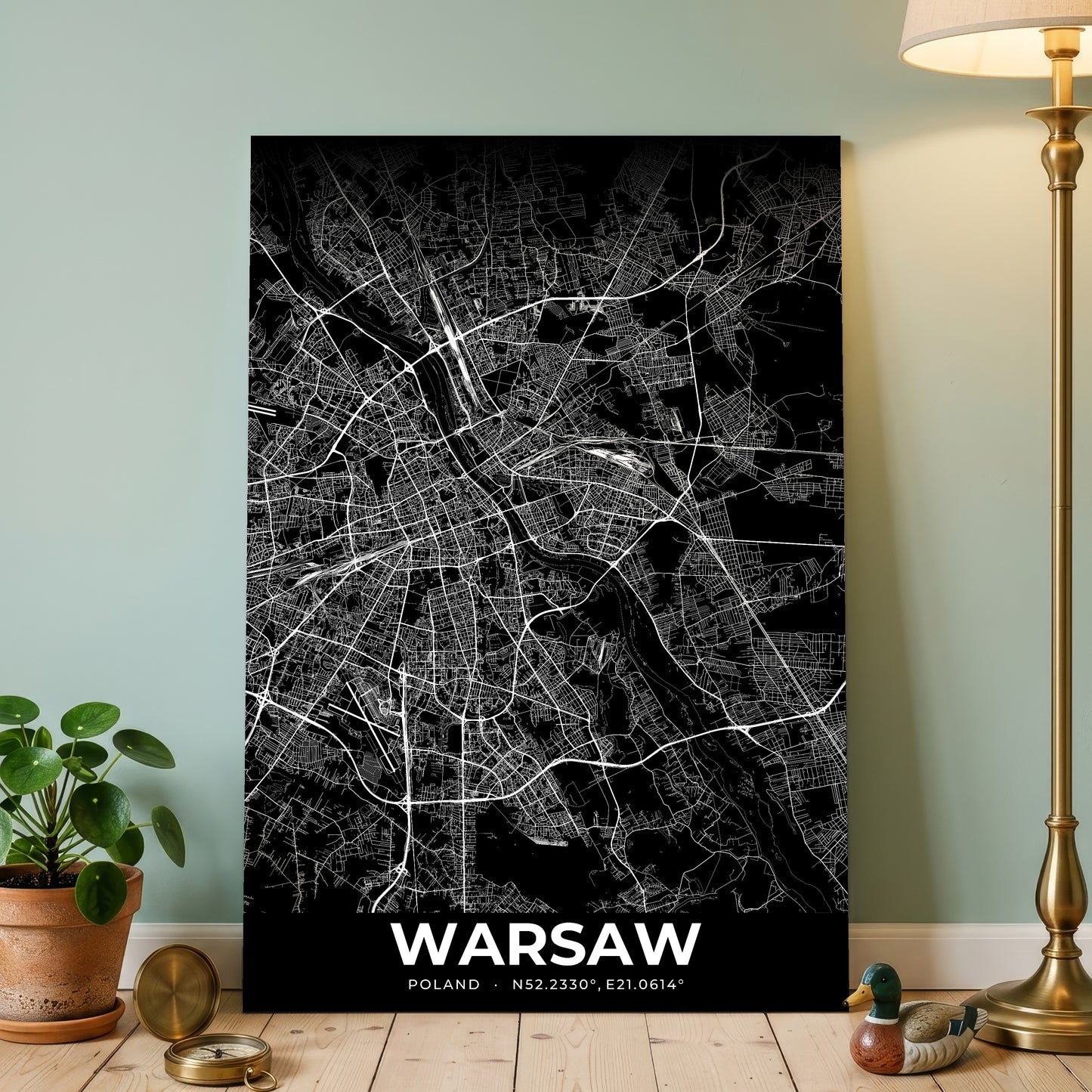 Warsaw Elegant Map Poster