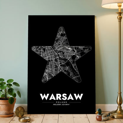 Warsaw Star Map Poster