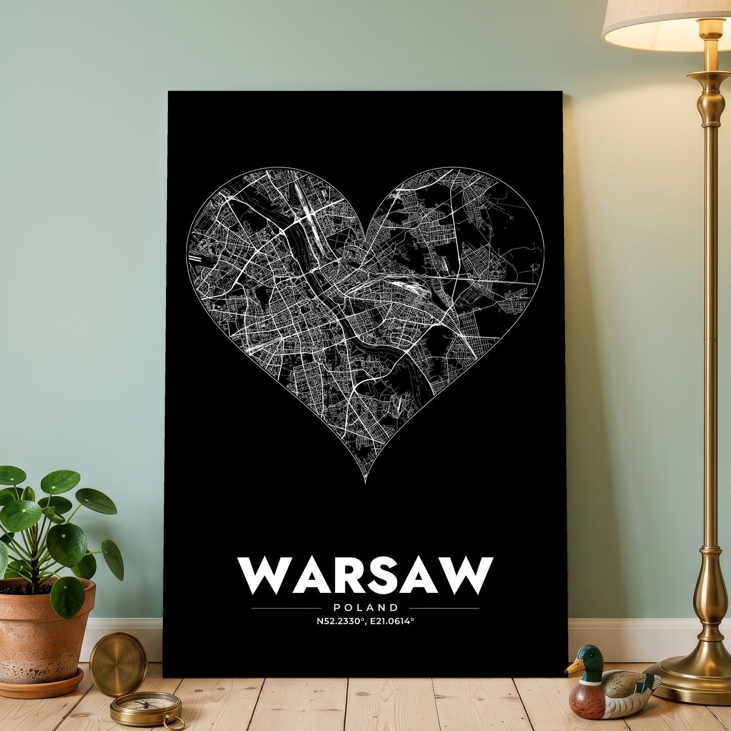 Warsaw Heart Map Poster