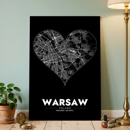 Warsaw Heart Map Poster
