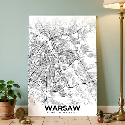 Warsaw Elegant Map Poster