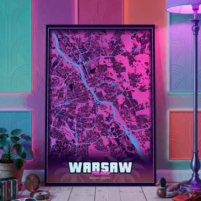 Warsaw GTA Map Poster