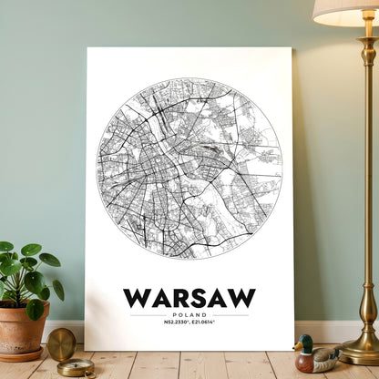 Warsaw Spot Map Poster