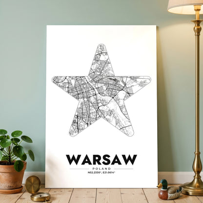 Warsaw Star Map Poster