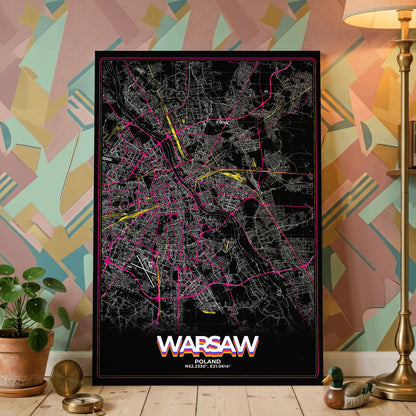Warsaw Retro Map Poster