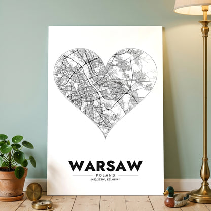 Warsaw Heart Map Poster