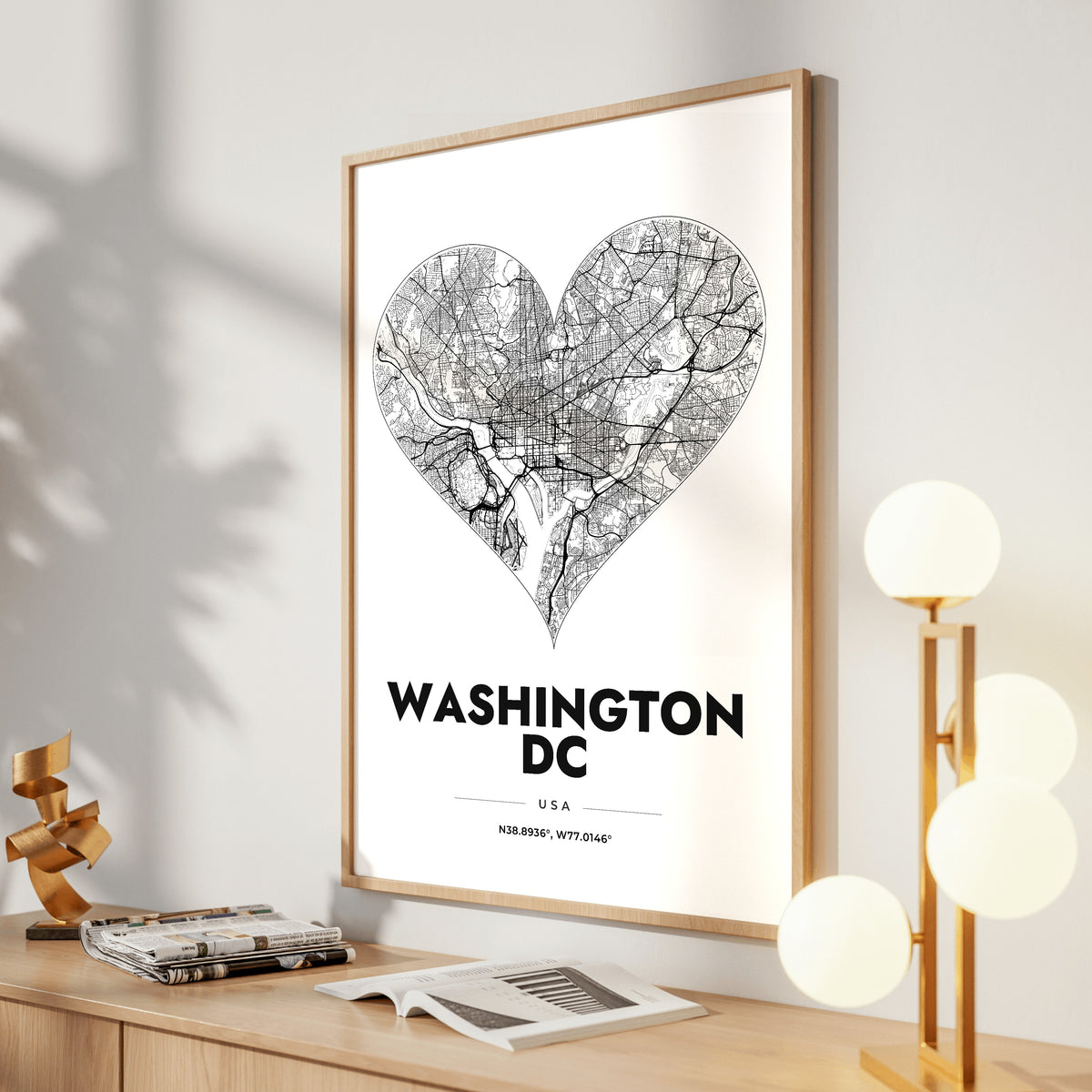 Washington DC Heart Map Poster