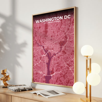 Washington DC Scarlet Map Poster