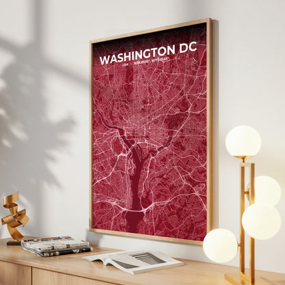 Washington DC Garnet Map Poster